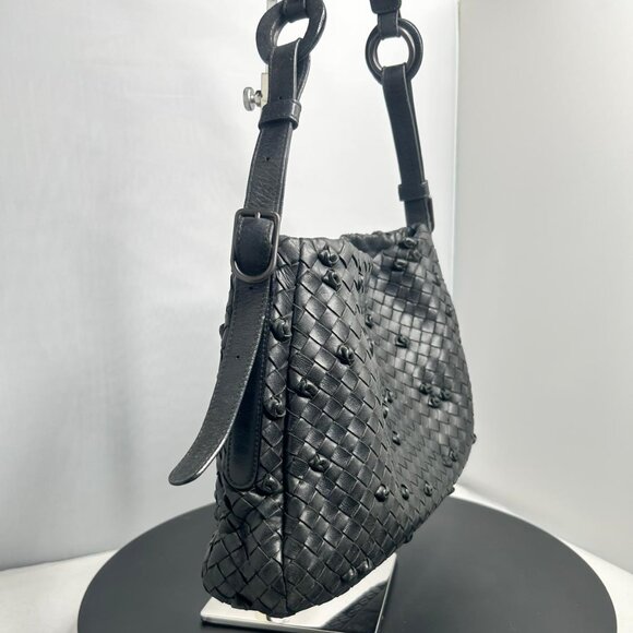 💎✨Beautiful✨💎Authentic BOTTEGA VENETA Intrecciato Shoulder Bag Black - Picture 4 of 15